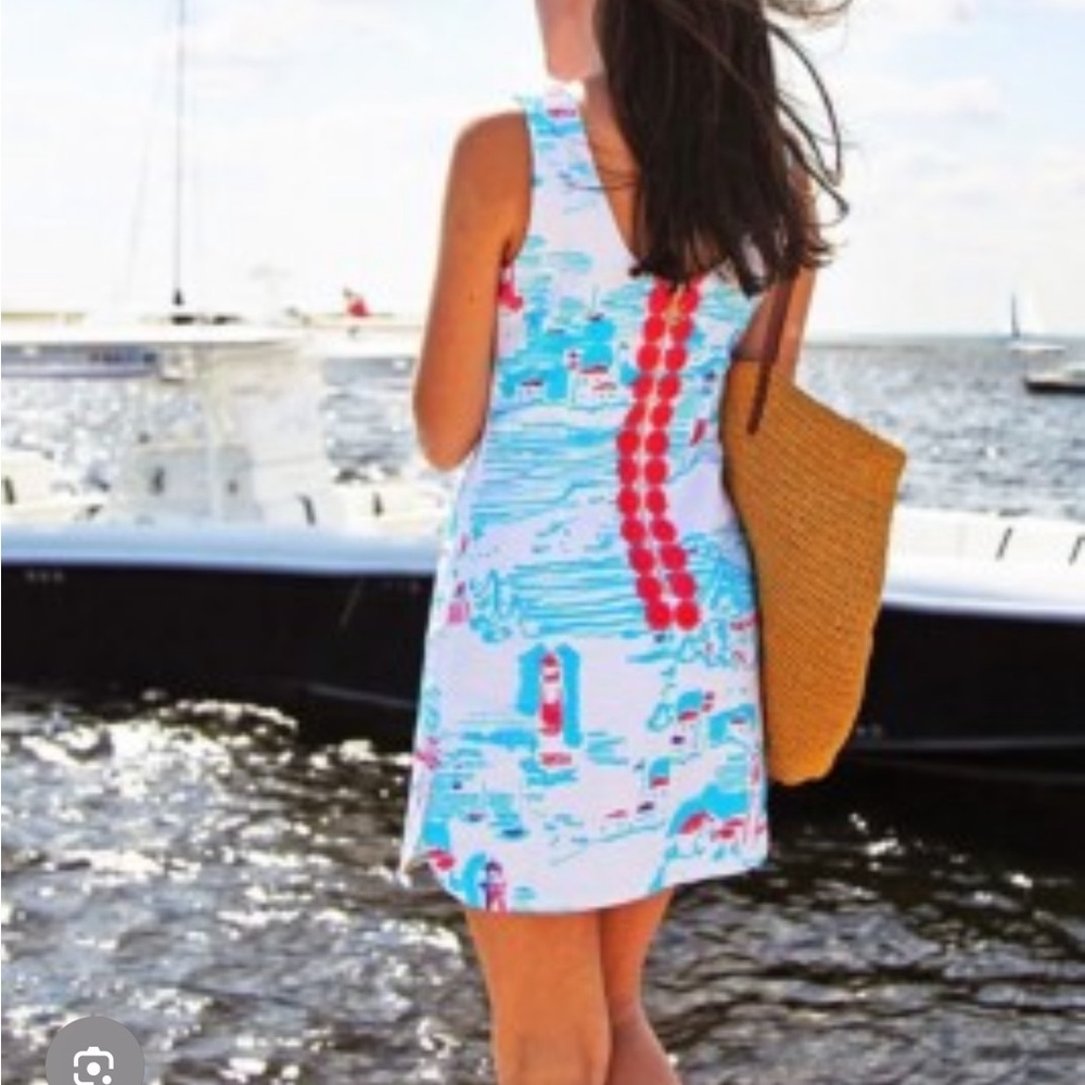 Lilly Pulitzer Delia Shift Dress “Watch Out” Lighthouse